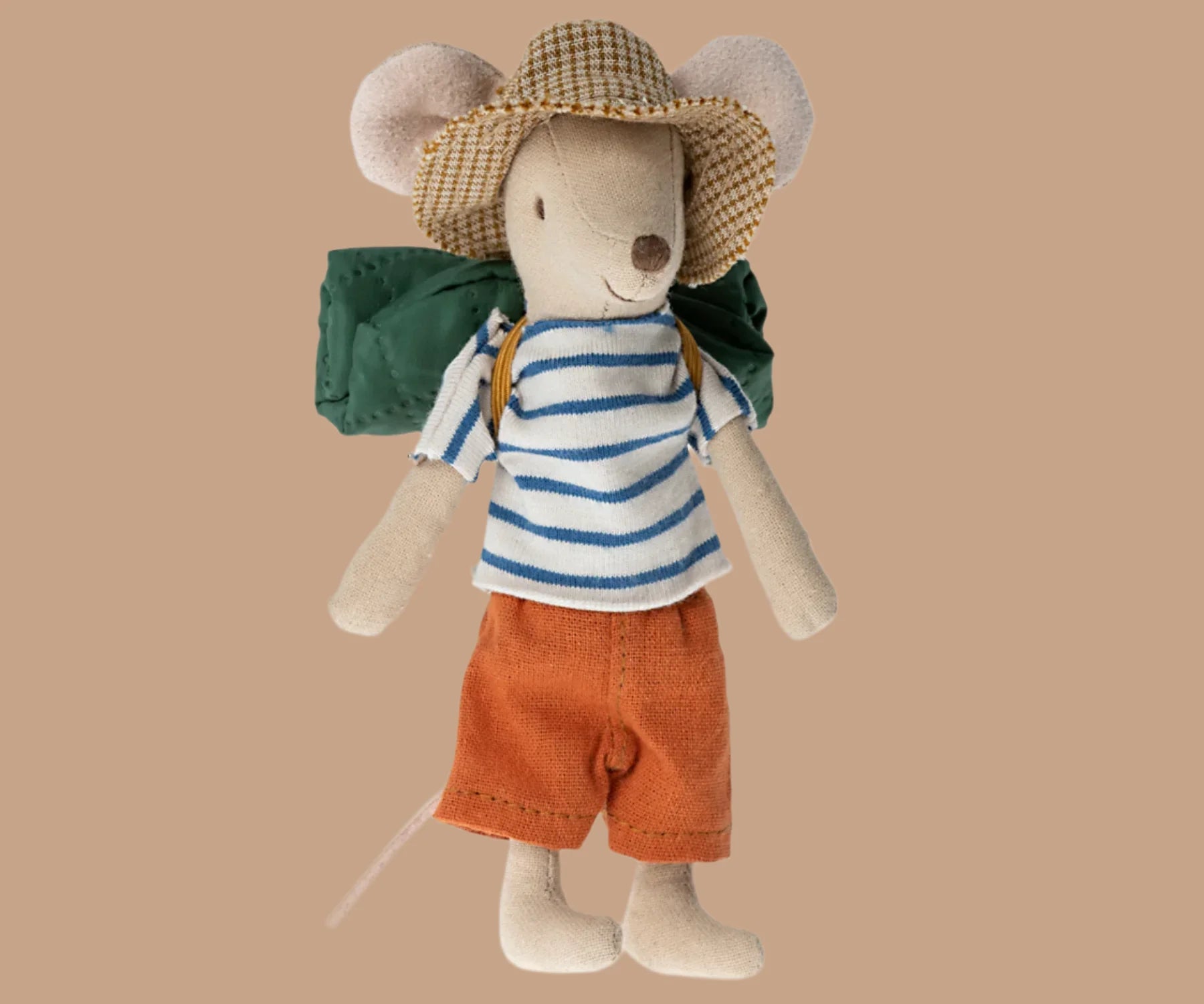 Maileg Hiker Mouse With Dark Blue Striped Shirt - Big brother