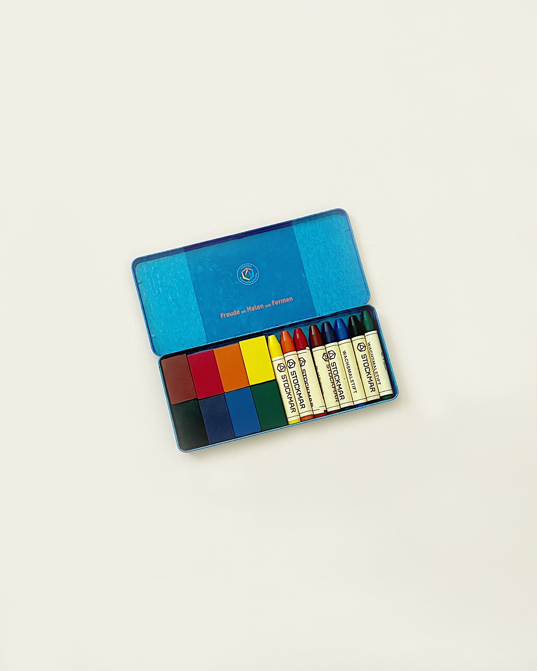 Stockmar Wax Crayons Combo Standard Tin Case - 8 Blocks & 8 Sticks Assorted